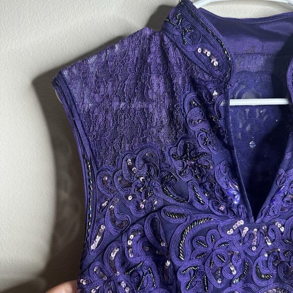 Sue Wong Nocturne Dress Size 8 Purple Beaded Corset Sequin Cocktail Goth Fairy - Picture 5 of 16